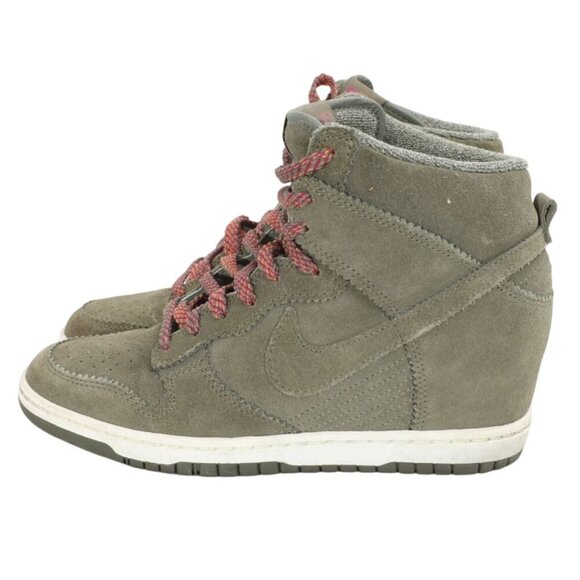 Nike Dunk Sky Hi Medium Olive Green Suede Sneakers Wedge Heelm Womens Size 8 NWB - Picture 8 of 12